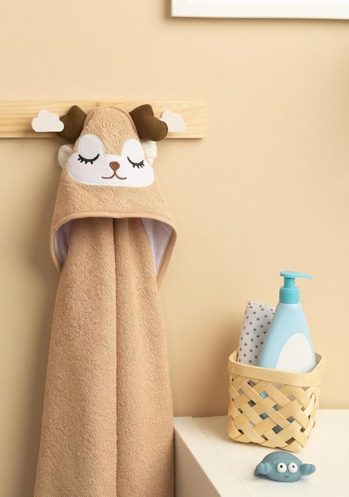 купить Аксессуар для купания Sensillo 0346 Полотенце c капюшоном Bathfriends Оленёнок 100x100 Бежевый (30563) в Кишинёве 