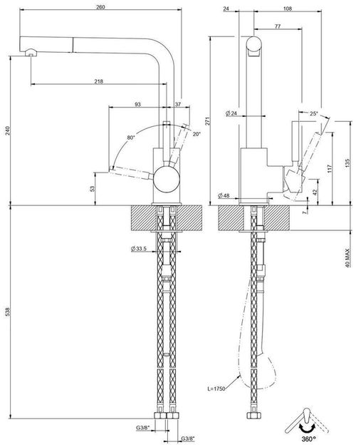 cumpără Bateria bucătărie Gessi 17169-299 Neutron Matte Black în Chișinău 