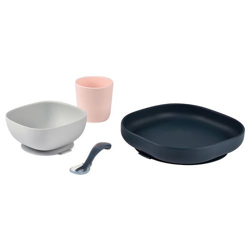 Set de masa din silicon Beaba Night Blue (4 piese) 