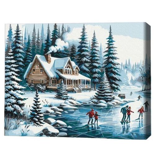 купить Картина по номерам BrushMe BS53846 40x50cm (în cutie) Vacanță de iarnă в Кишинёве 