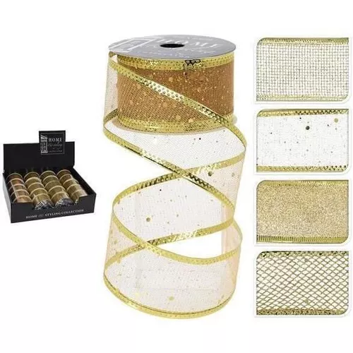 cumpără Decor de Crăciun și Anul Nou Promstore 29851 Лента декоративная 3.8cmx2.7m, золотая în Chișinău 