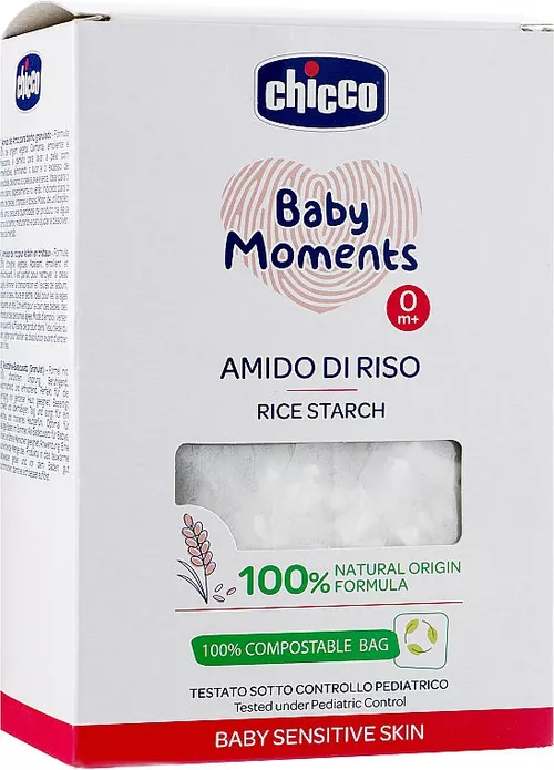 Amidon dermatologic din orez pentru baie Chicco Baby Moments (0+ luni), 250 g 
