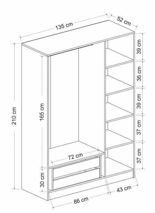 cumpără Dulap Trendy Kale 3 Mebran Kapak 210-Alb, 135x210x52cm în Chișinău 