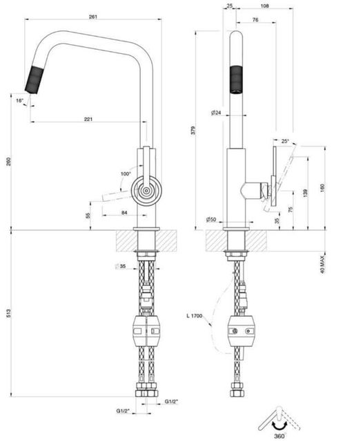 cumpără Bateria bucătărie Gessi 60203-031 Officine V Chrome în Chișinău 