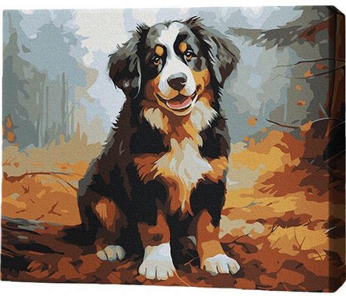 cumpără Tablou pe numere BrushMe RMG0005FC 30x40сm (fără cutie) Cățeluș în pădurea de toamnă în Chișinău 