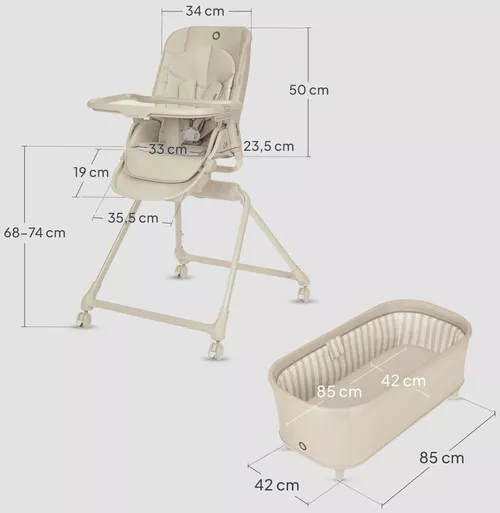 купить Стульчик для кормления Lionelo Maddie Beige 3in1 (set scaun de masa + co-sleeper) в Кишинёве 