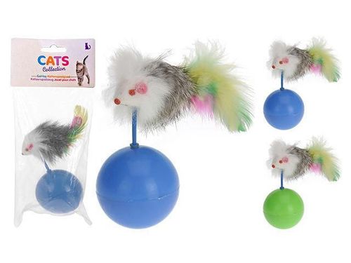 купить Товар для животных Promstore 44952 Игрушка для кошек Pets Мышь с мячом 12x5.2сm, 2цвета в Кишинёве 