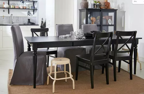 cumpără Masă Ikea Ingatorp 155/215x87 (Negru) în Chișinău 