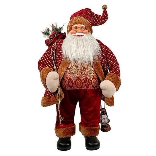 купить Новогодний декор Promstore 20074 Mos Crăciun, 90cm, Red&Gold cu cadouri si felinar в Кишинёве 