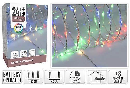 cumpără Ghirlandă Promstore 49274 Luminite de Craciun "Fir soft" 24microLED multicolor, 3XAA, 8 regimuri în Chișinău 