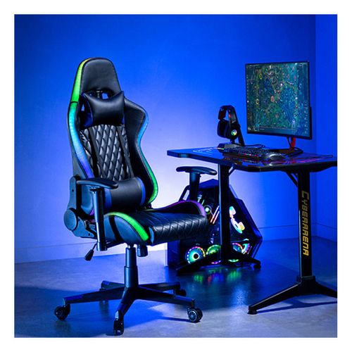 cumpără Scaun gaming Lumi Gaming Chair CH06-30 with Headrest & Lumbar Support & RGB Lights CH06-30, Black, PVC Leather, 2D Armrest, Steel Frame, 350mm Nylon Plastic Base, Nylon Caster, 80mm Class 4 Gas Lift, Weight Capacity 150 Kg XMAS în Chișinău 