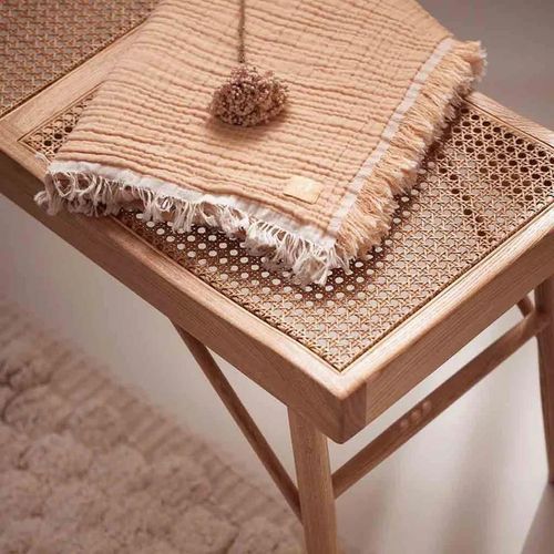 cumpără Lenjerie de pat pentru copii Jollein 521-511-68012 Paturica Fringe Moonstone/Ivory GOTS, 75x100cm în Chișinău 