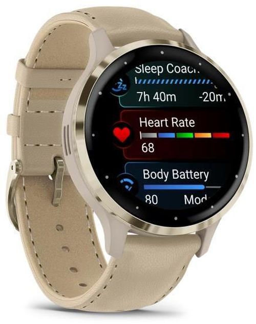 cumpără Ceas inteligent Garmin Venu 3S French Gray/Soft Gold Leather (010-02785-55) în Chișinău 