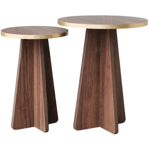 cumpără Măsuţă cafea Trendy Ciuperca 2, Aur, Nuc, set în Chișinău 