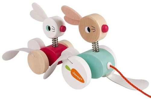 купить Игрушка каталка Janod J08207 Jucarie de tras Iepurasi в Кишинёве 
