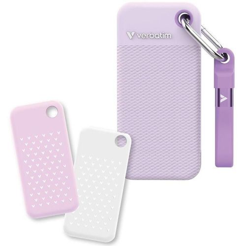 cumpără Disc rigid extern SSD Verbatim VER_32322 M.2 External SSD 1.0TB Pocket Colour Edition, Purple + 2 Rubber Sleeves (White & Purple) în Chișinău 