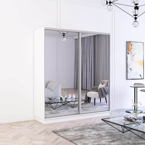 купить Шкаф Mobildor-Lux Fox uși glisante din oglinzi (180x60x200H cm) Alb в Кишинёве 