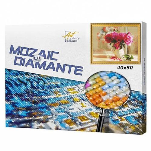 купить Картина по номерам Art Gallery GA80096 Mozaic cu diamante 40x50cm Bujori in vaza в Кишинёве 