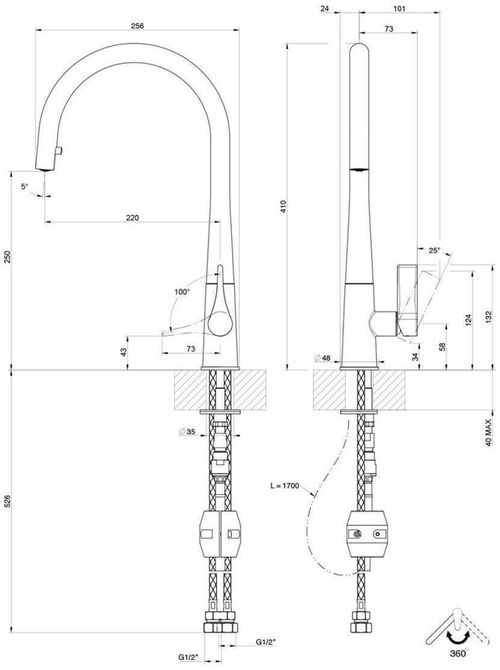 cumpără Bateria bucătărie Gessi 17153-299 Proton Matte Black în Chișinău 