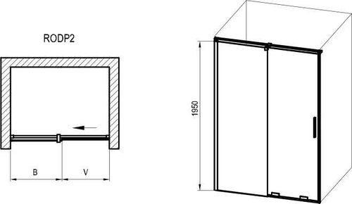 купить Перегородка для душевой кабины Ravak Shower door Roll 100x195 Black transparent RODP2-100 (X08VA0300Z1) в Кишинёве 
