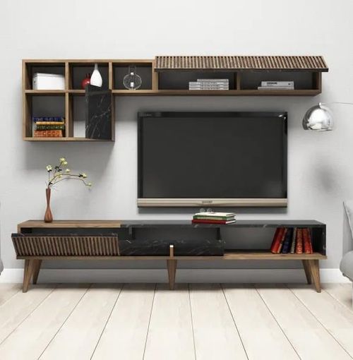 купить Стенка Trendy Milano, орех, чёрный, 180x40x35 см (GTR000178) в Кишинёве 
