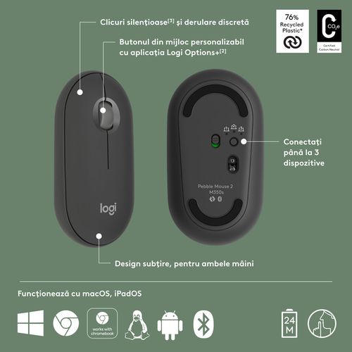 купить Мышь Logitech Pebble 2 M350s Graghite в Кишинёве 