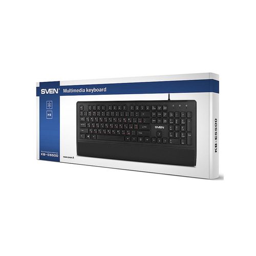 cumpără Tastatura SVEN KB-E5500, Keyboard, 104 keys, 12 Fn-keys, Waterproof, Ergonomic Keyboard Rest, slim compact design, low-profile keys, Black (tastatura/клавиатура) în Chișinău 