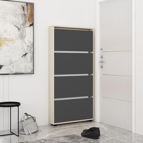 купить Полка для обуви Mobildor-Lux Leo Slim 80x16x164H cm Sonoma/Anthracite в Кишинёве 