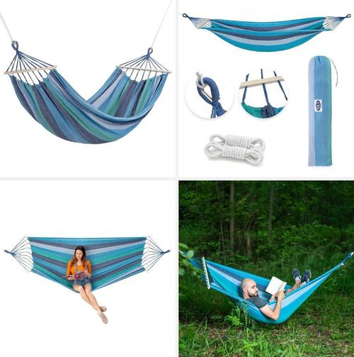 cumpără Hamac Nils NC9004 Abisal Blue-Dark Blue Hammock With 70cm Wooden Beam And Metal în Chișinău 
