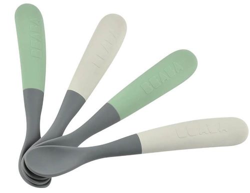 cumpără Seturi pentru hrănire bebelușilor Beaba B913575 Set 4 lingurite silicon Bicolor Mineral în Chișinău 