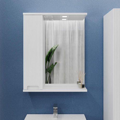 купить Зеркало для ванной Bayro Positano 600x750 левый белый мат в Кишинёве 