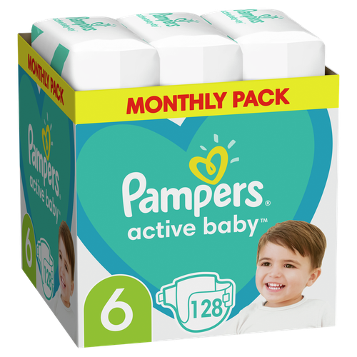 Подгузники Pampers Active Baby 6 (13-18 kg) 128 шт 