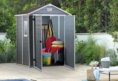 купить Садовый сарай Keter 56115 Casuta de gradina Manor 6x5 DD 185x152x226cm, gri в Кишинёве 