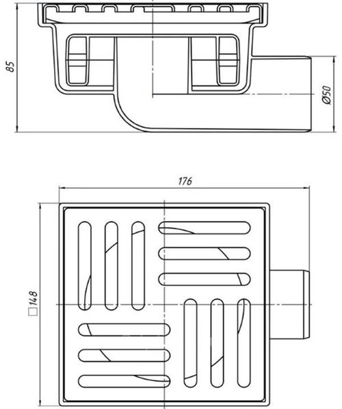 купить Душевой трап Aniplast TQ5112EU orizontal, Ø50mm, grate din inox, 150x150mm, uscat в Кишинёве 