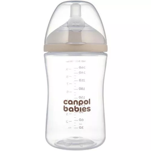 cumpără Cană cu pai Canpol 35/401 Sticlă cu formă naturală și tetină cu două zone, 260 ml în Chișinău 