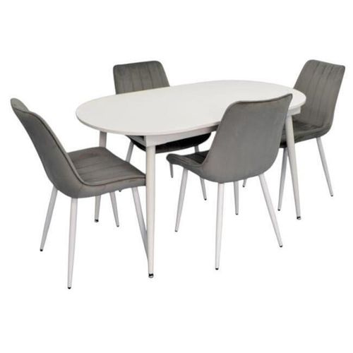 купить Комплект стол и стулья Evelin di Costacurta стол DT-533R Wh + 4 стула YTC-055Wh Blu-13 (Light grey) в Кишинёве 