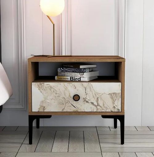 cumpără Noptieră Trendy Lizbon-531, Nuc, Alb, 56x50x40cm (GTR001518) în Chișinău 