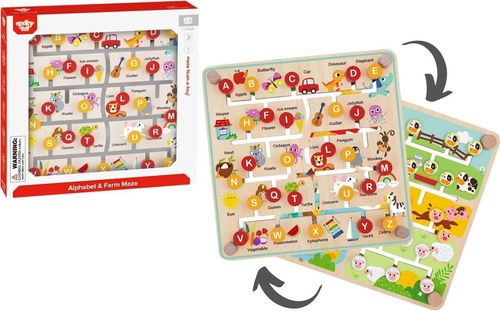 cumpără Jucărie Tooky Toy R25 /18 (73599) Labirint din lemn cu animale și litere TH428A în Chișinău 