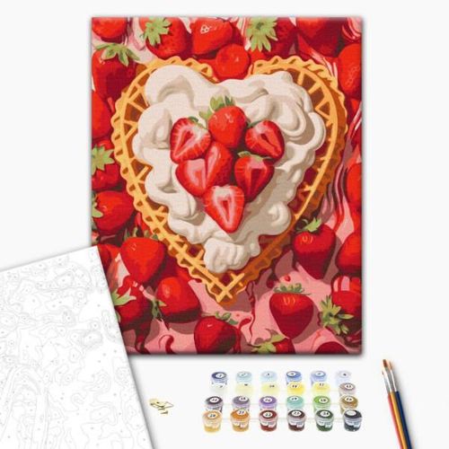 cumpără Tablou pe numere BrushMe BS53888FC 40x50cm (fără cutie) Căpșuni și cremă în Chișinău 