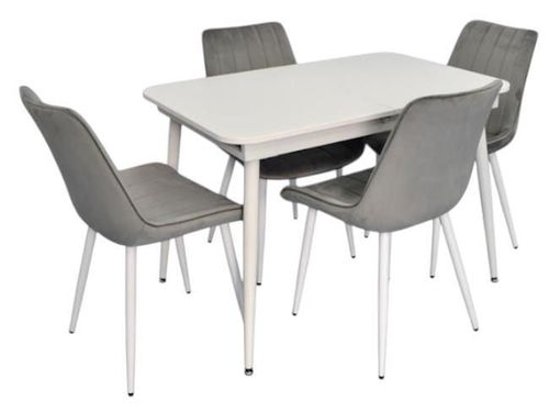 купить Комплект стол и стулья Evelin di Costacurta стол DT-531R Wh + 4 стула YTC-055Wh blu-13 (Light grey) в Кишинёве 
