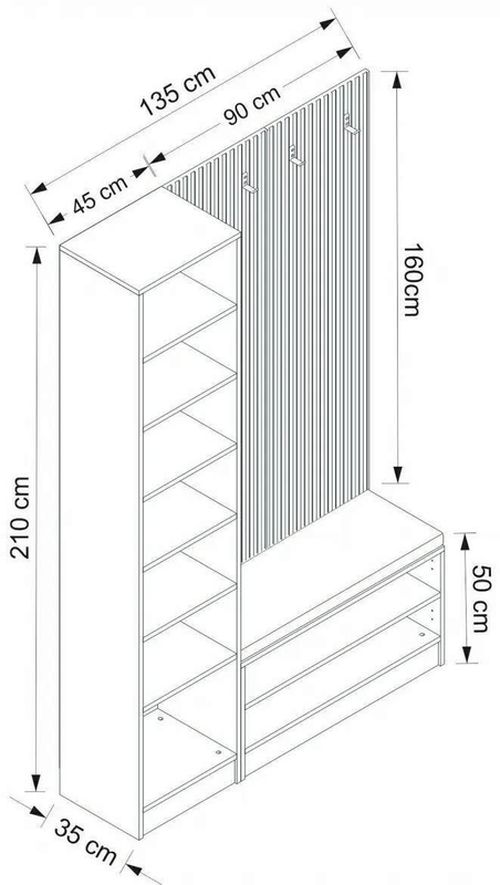 cumpără Mobilă pentru antreu Trendy Noe-8288, 135x210x35cm (GTR003989) în Chișinău 