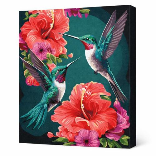 cumpără Tablou pe numere Ideyka KHO6581 40x50cm Eco, Colibri de smarald cu vopsele metalic extra în Chișinău 
