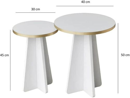 купить Журнальный столик Trendy Грибной 2, золотой, белый, набор в Кишинёве 