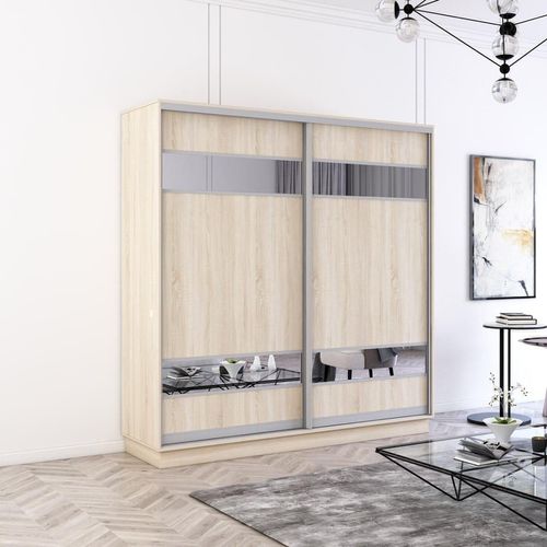купить Шкаф Mobildor-Lux Fox uși glisante din PAL cu elemente din oglindă (230x60x210H cm) Sonoma в Кишинёве 