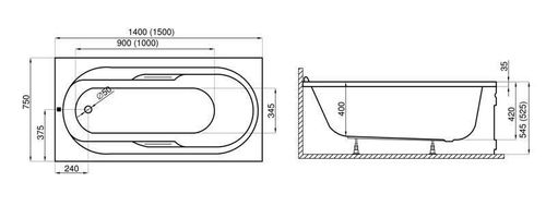 cumpără Cadă de baie Polimat Lux 150x75 + suport (acryl) în Chișinău 