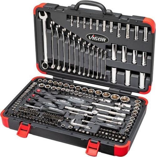 cumpără Set de unelte de mână Vigor V3277N, ключи, головоки-воротки 1/2", 3/8" и 1/4" 212 пр. în Chișinău 