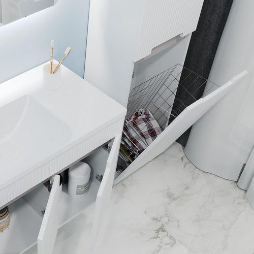 купить Шкаф-пенал Bayro Positano с корзиной 420x1900 правый, белый мат в Кишинёве 