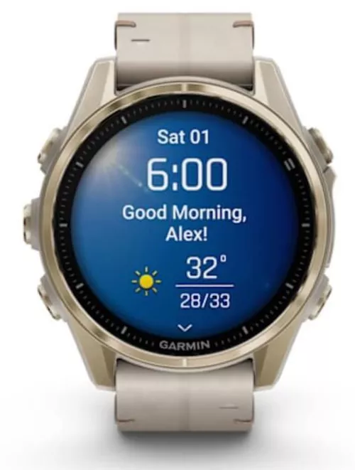 купить Смарт часы Garmin Fenix 8 – 43 mm, Sapphire, Soft Gold Stainless Steel with Fog Gray Leather Band, Fog Gray (010-02903-40) в Кишинёве 