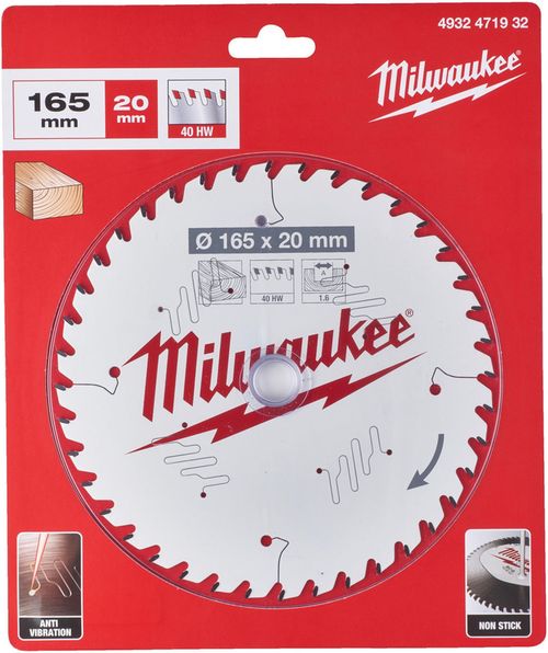 купить Диск отрезной Milwaukee 4932471932 Panza de fierestrau circular, 165x20mm, Z40 в Кишинёве 