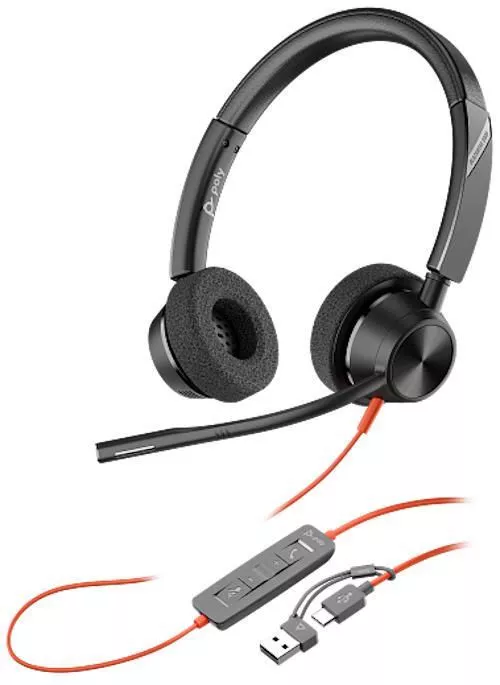 купить Наушники проводные Poly Blackwire 3320 Stereo USB-C Headset + USB-C/A Adapter (8X219AA) в Кишинёве 
